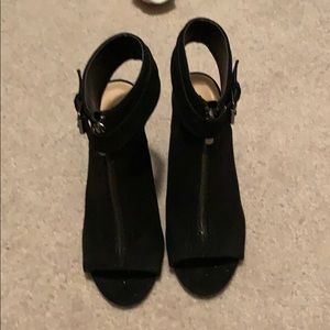 Black front zipper booties